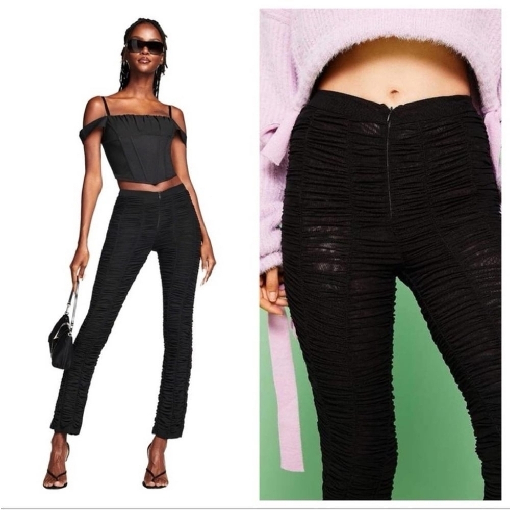 I.Am.Gia Ophelia Black Ruched Semi-sheer high rise pants